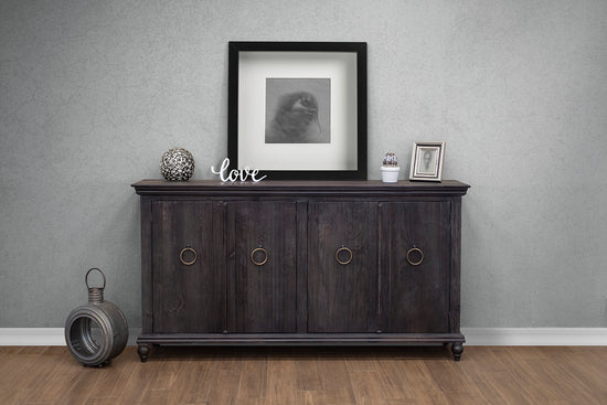 Capri Console w/4 Doors Charcoal Finish* - Valley Furniture Store