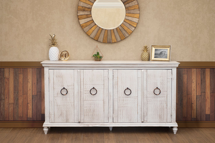 Capri Console w/ 4 Doors, Ivory finish* - Valley Furniture Store