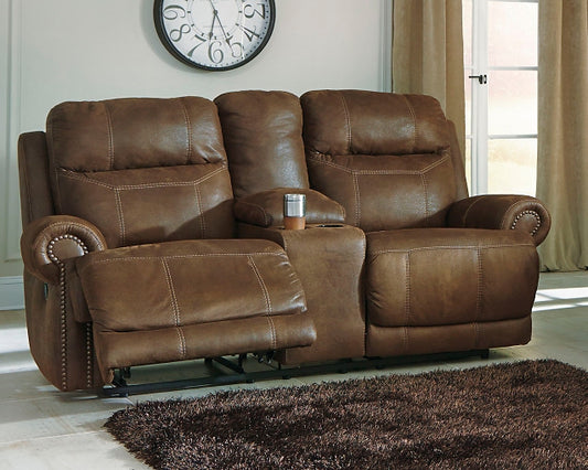 Austere Reclining Loveseat with Console