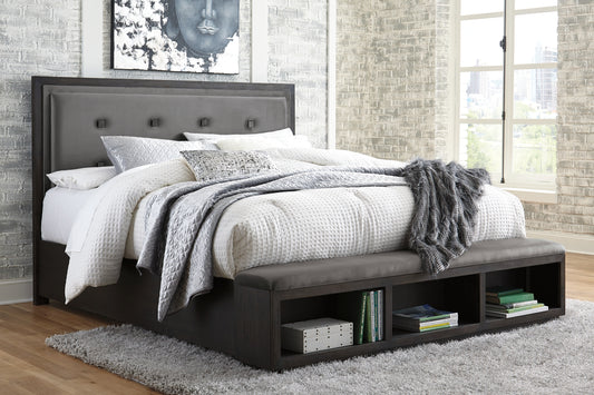 Hyndell California King Upholstered Panel Bed with Storage