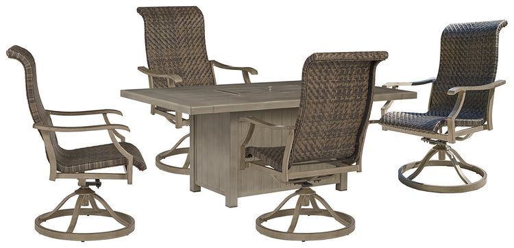 Windon Barn 5-Piece Outdoor Fire Pit Table and Chair Set