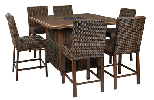 Paradise Trail 7-Piece Outdoor Bar Table Set
