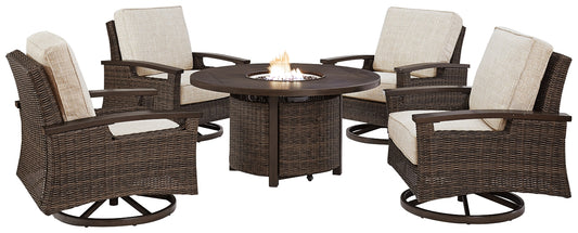 Paradise Trail 5-Piece Outdoor Fire Pit Table and Chair Set